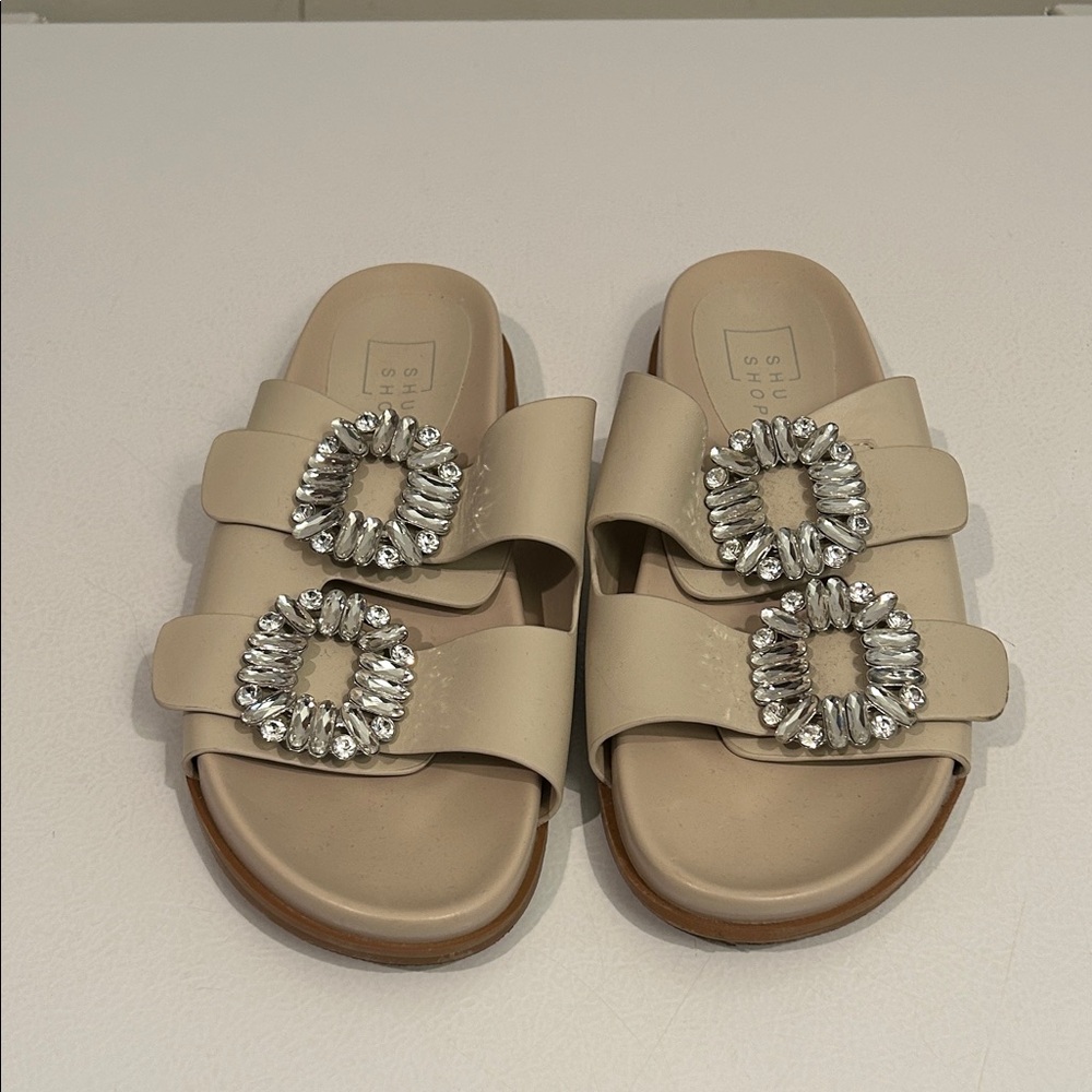 ShuShop Tan Sandals with Silver Accents - One day Sale